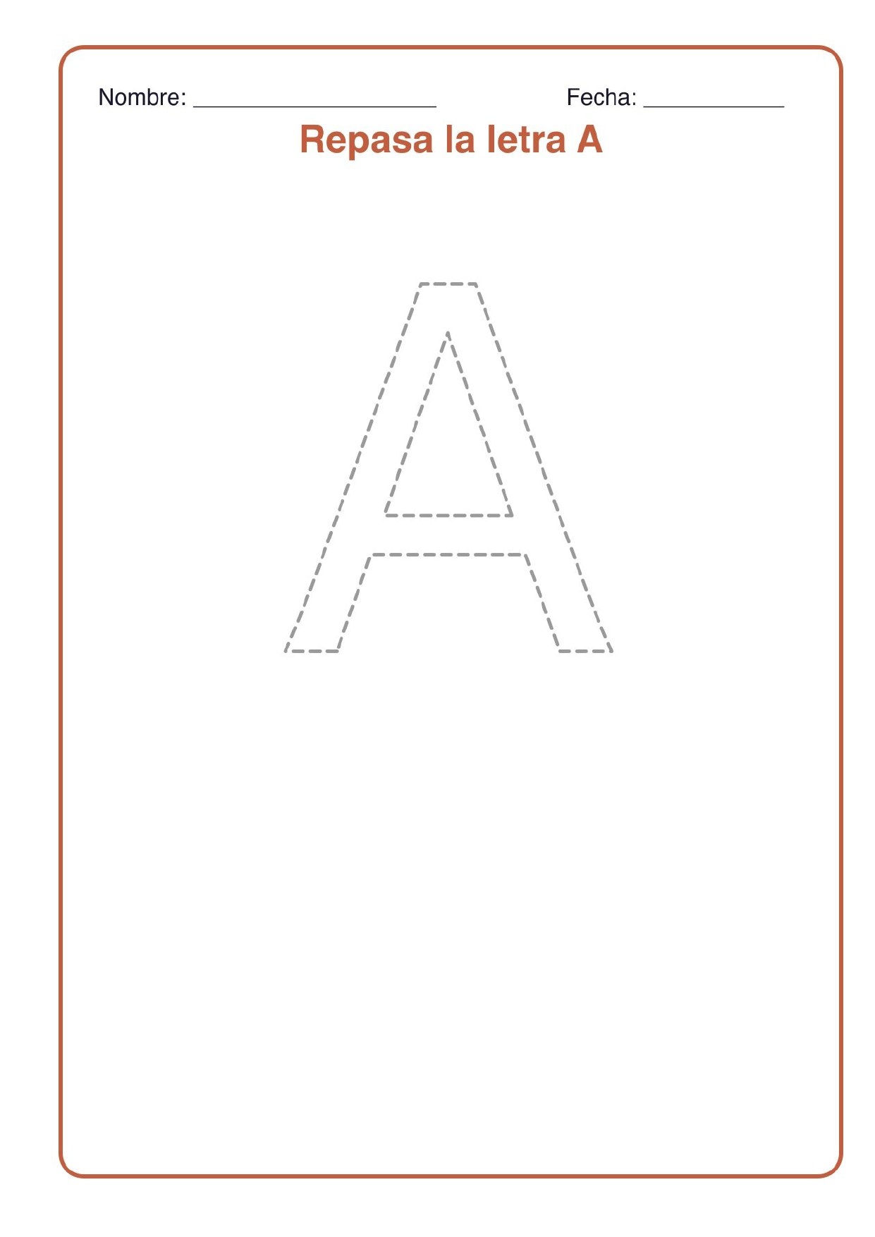 Plantilla Letras mayúsculas punteadas para repasar