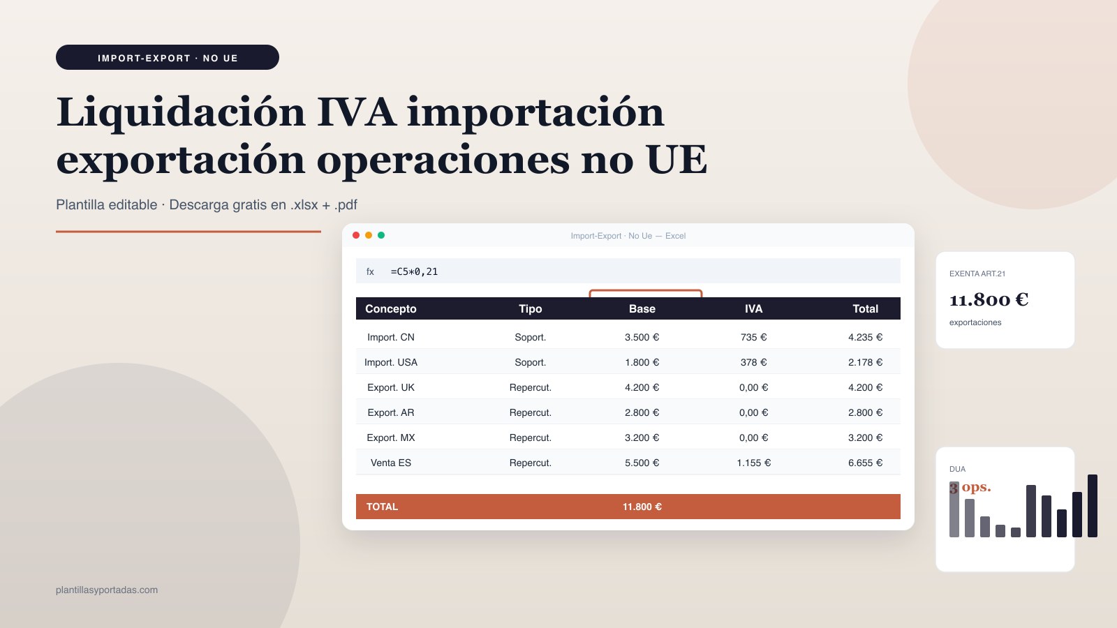 Plantilla Liquidación IVA · importación / exportación en Excel