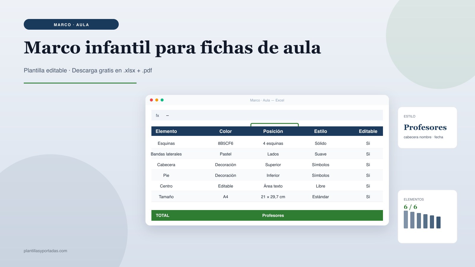 Plantilla Marco infantil para fichas de aula