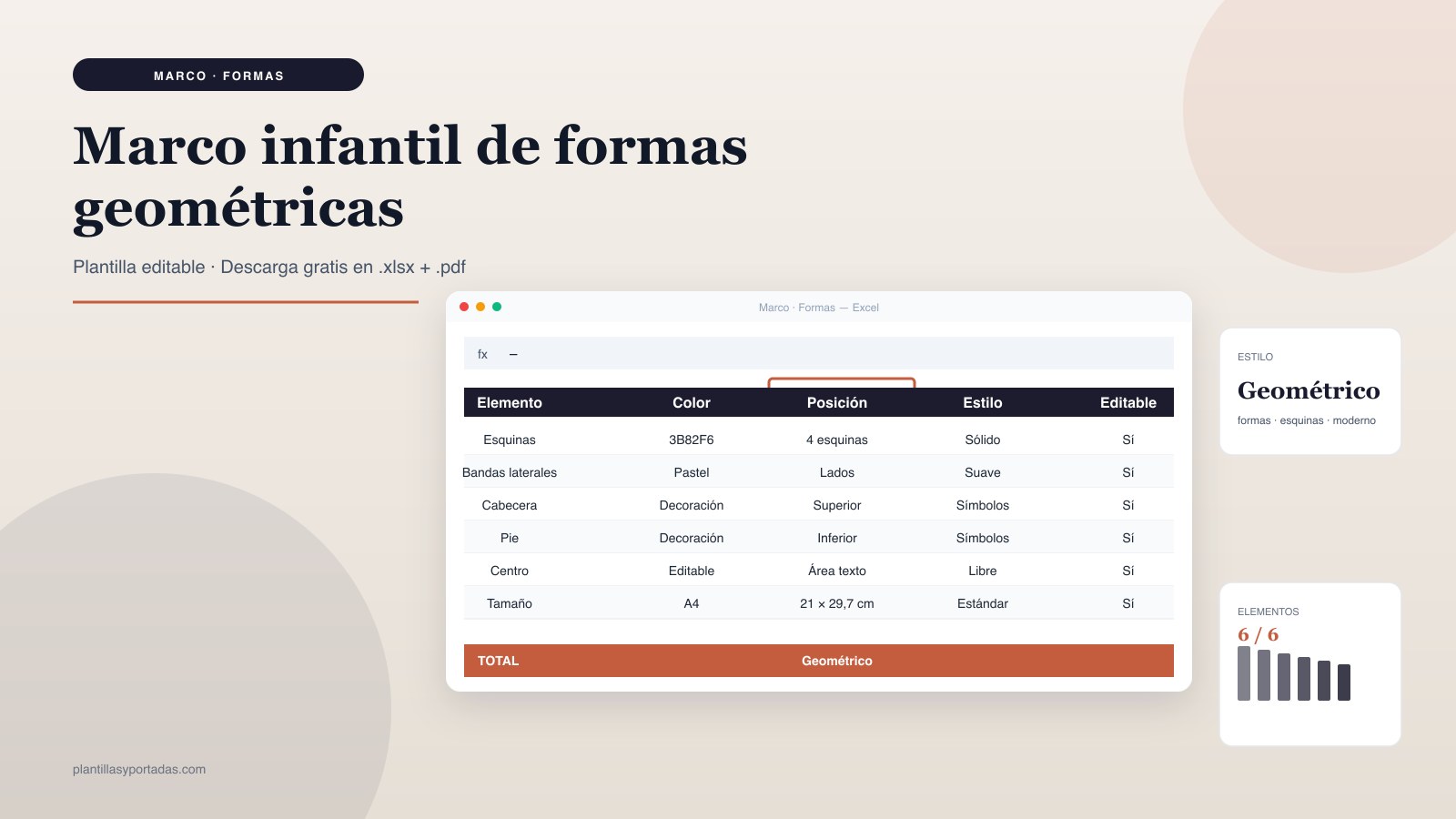Plantilla Marco infantil de formas geométricas