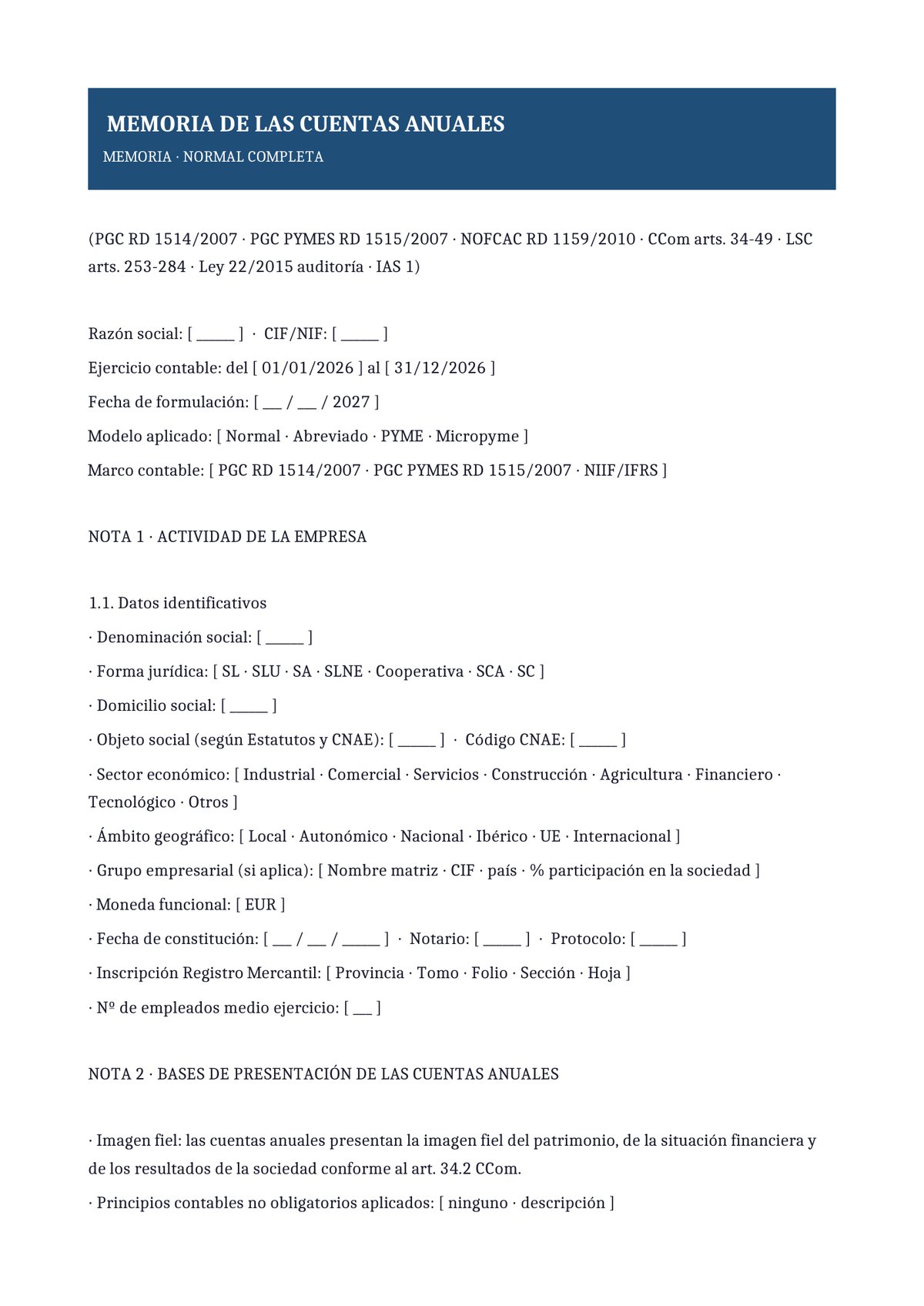 Plantilla Memoria anual normal completa