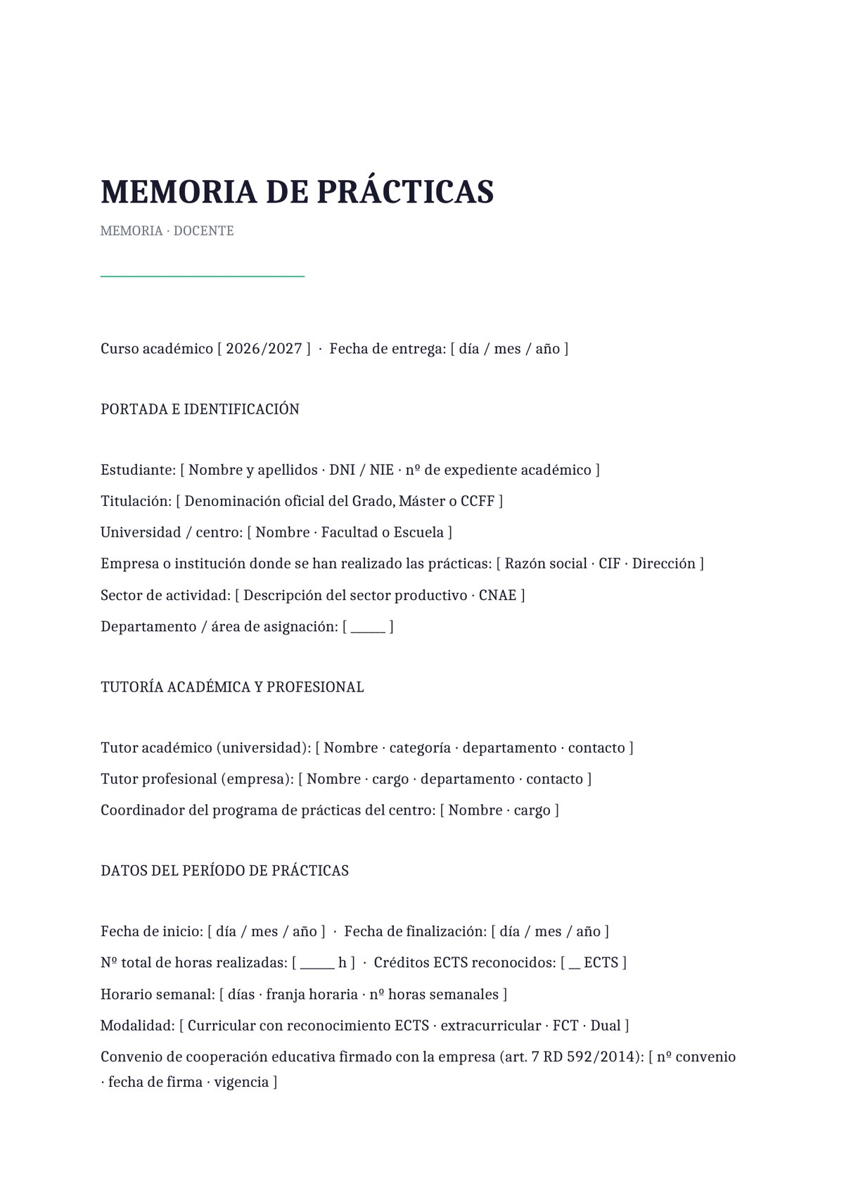 Plantilla Memoria de prácticas docentes (Máster de Profesorado)