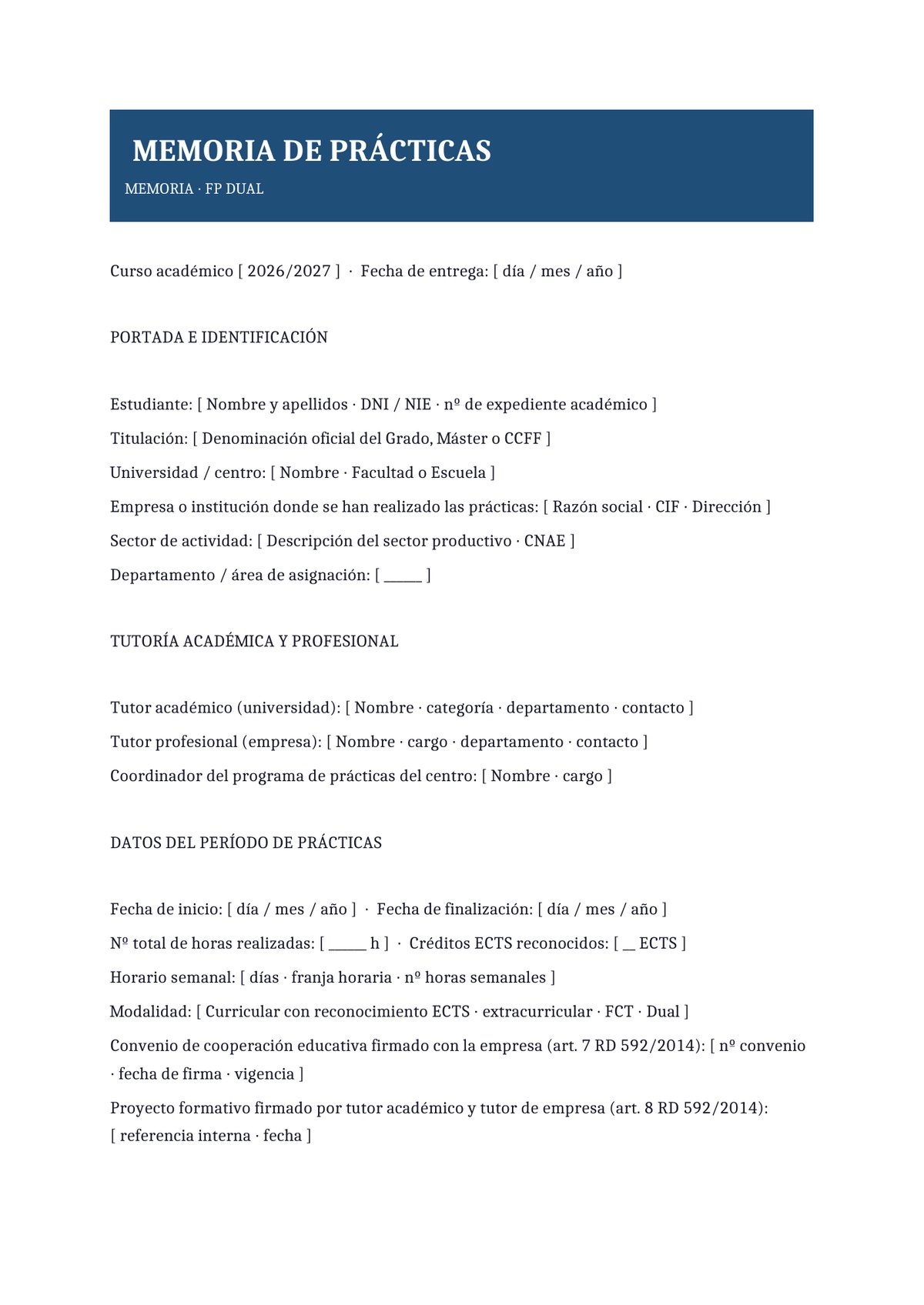Plantilla Memoria de prácticas de FP dual