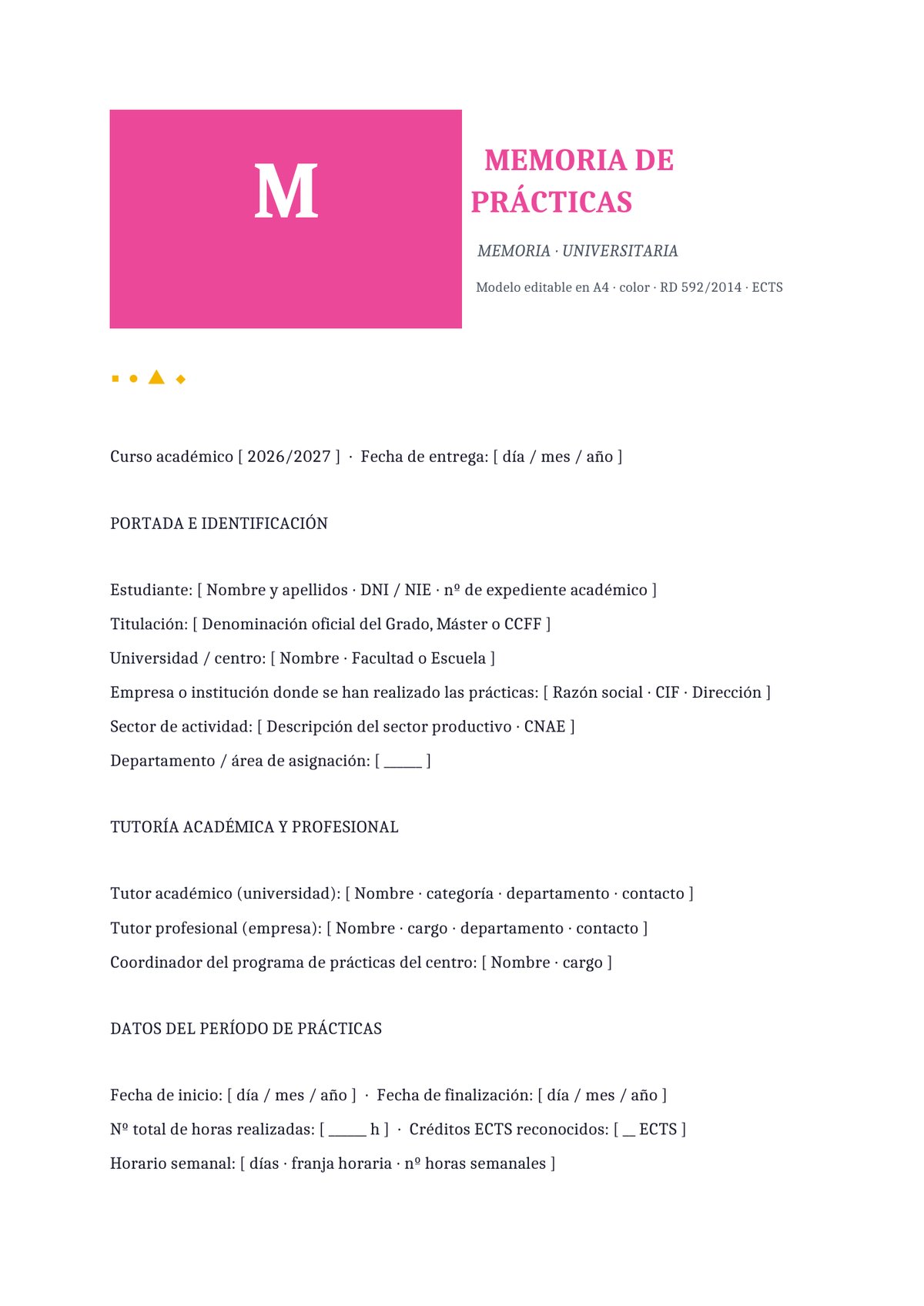 Plantilla Memoria de prácticas universitarias