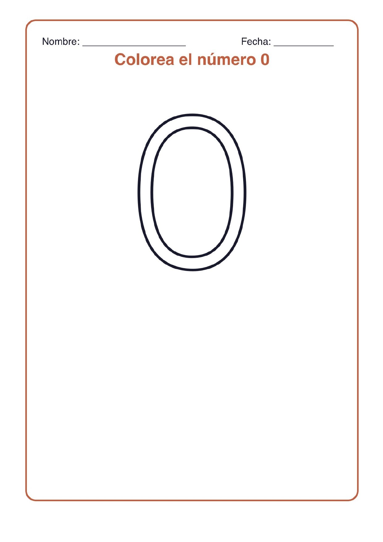Plantilla Números del 0 al 9 en burbuja para colorear