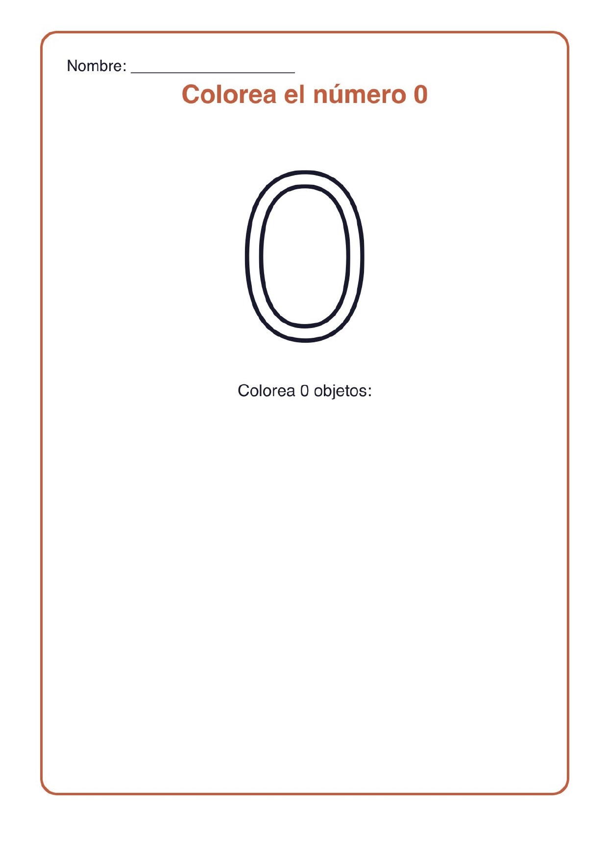 Plantilla Números para colorear y contar objetos