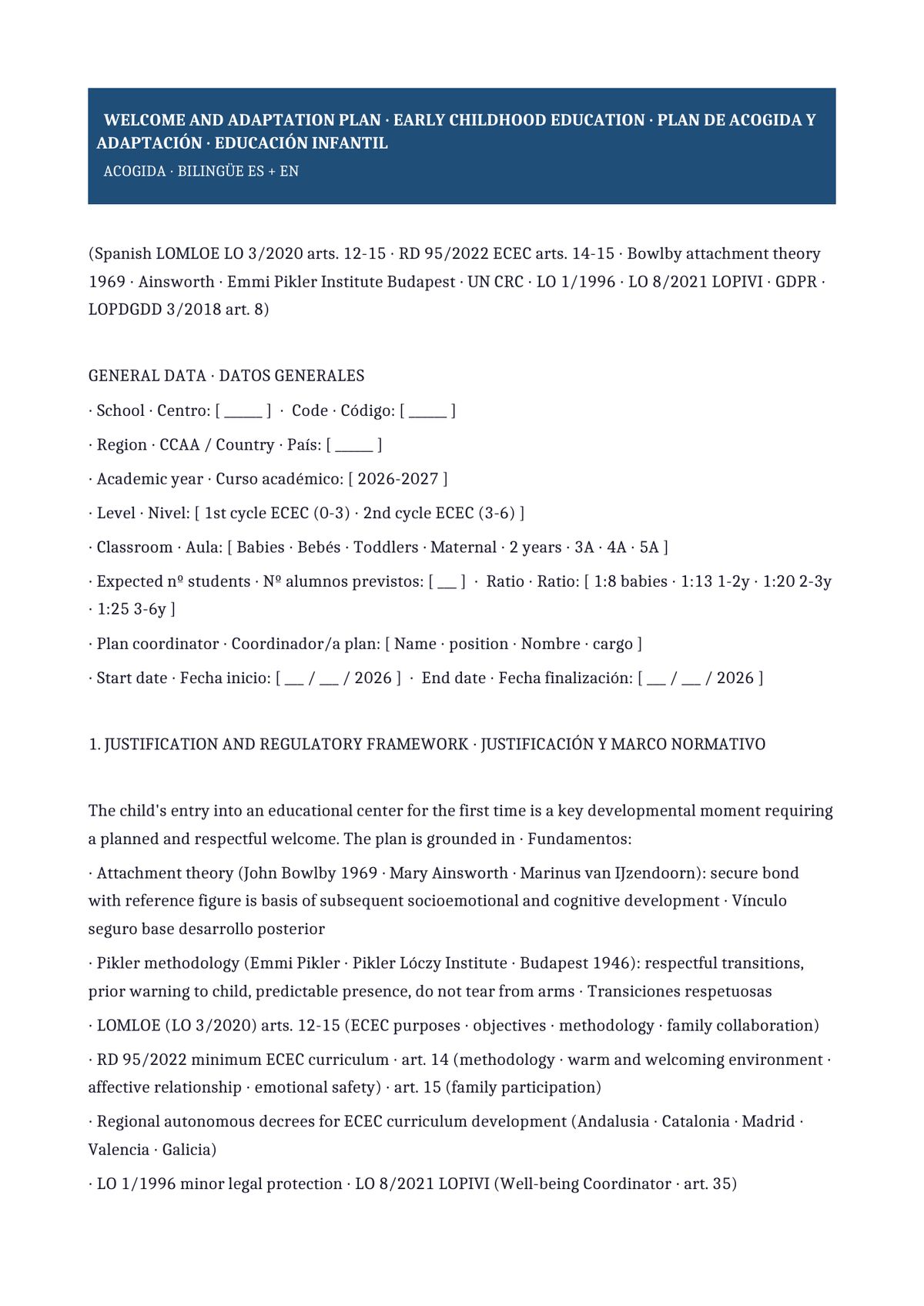 Plantilla Plan de acogida bilingüe (ES + EN)