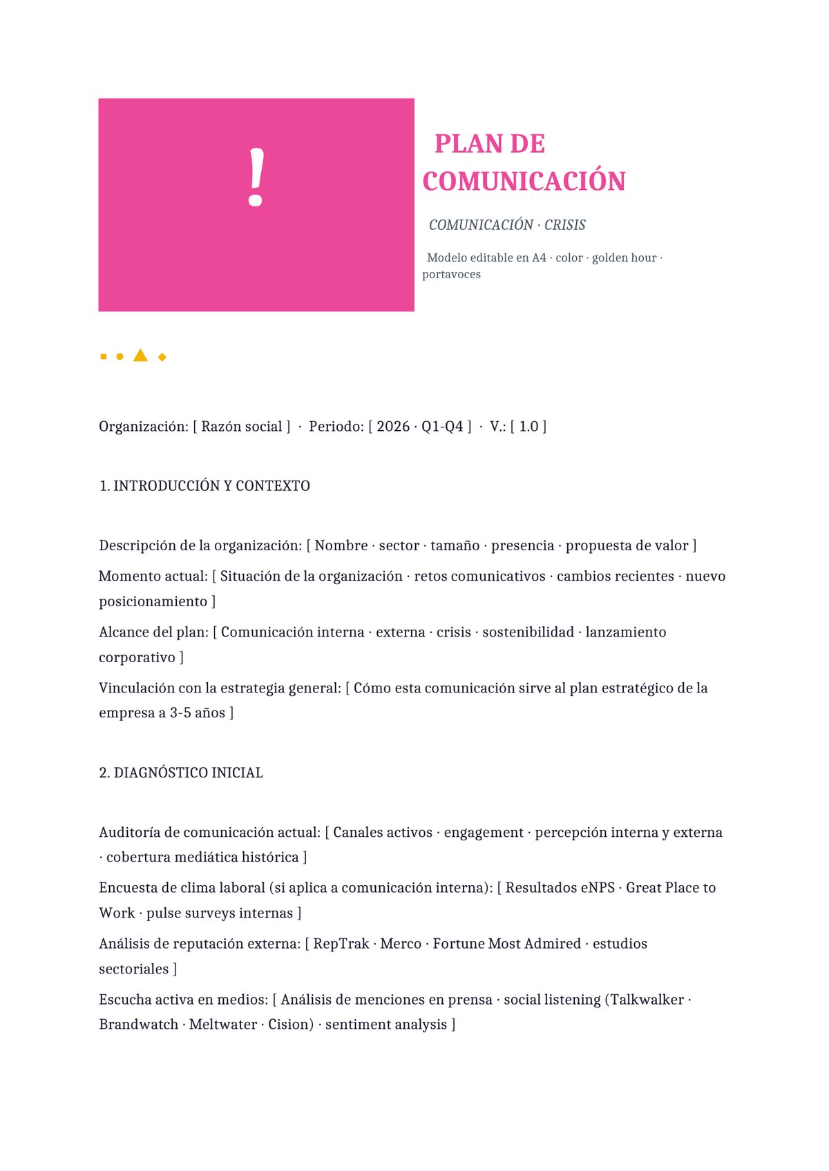 Plantilla Plan de comunicación de crisis