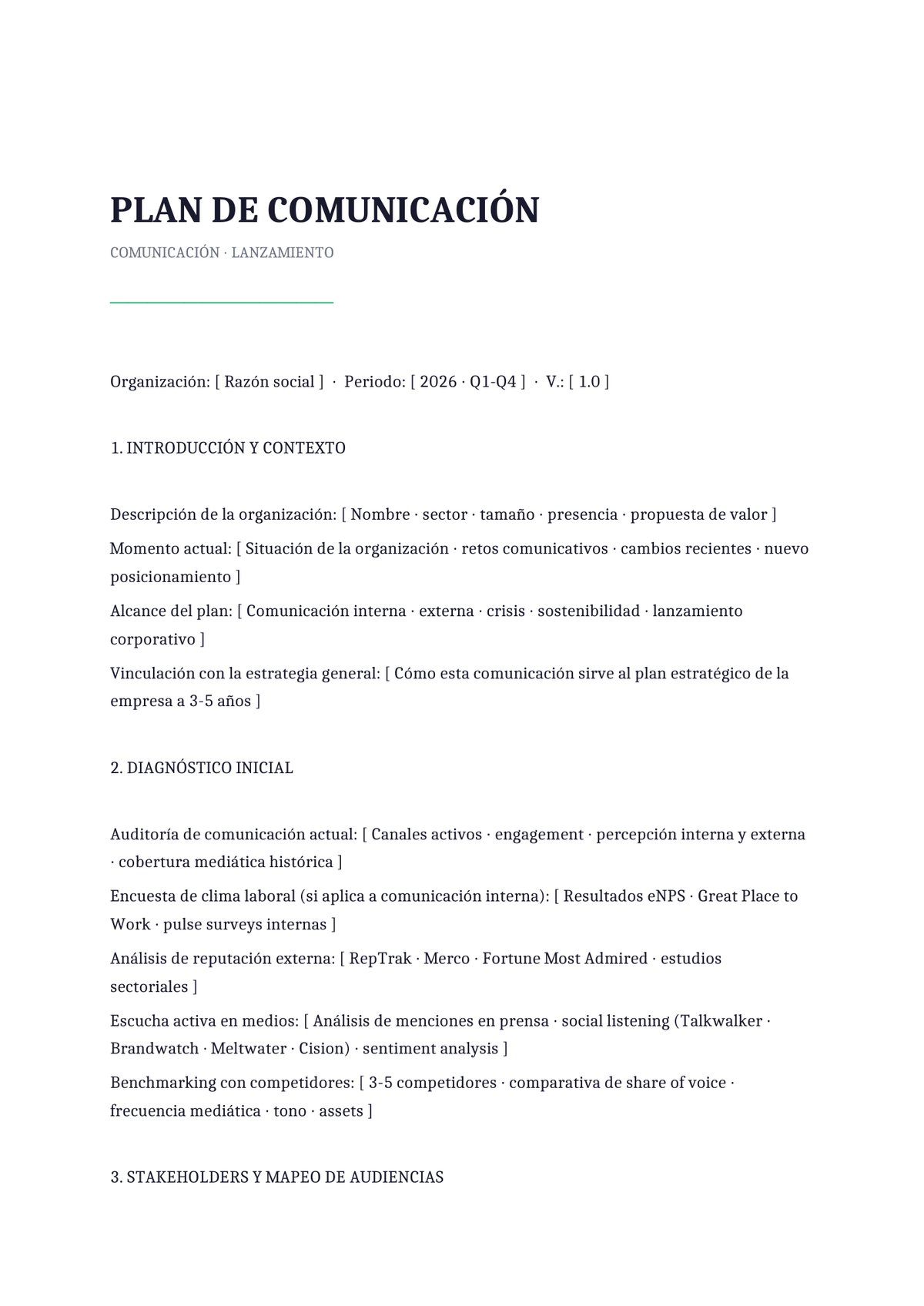 Plantilla Plan de comunicación de lanzamiento corporativo