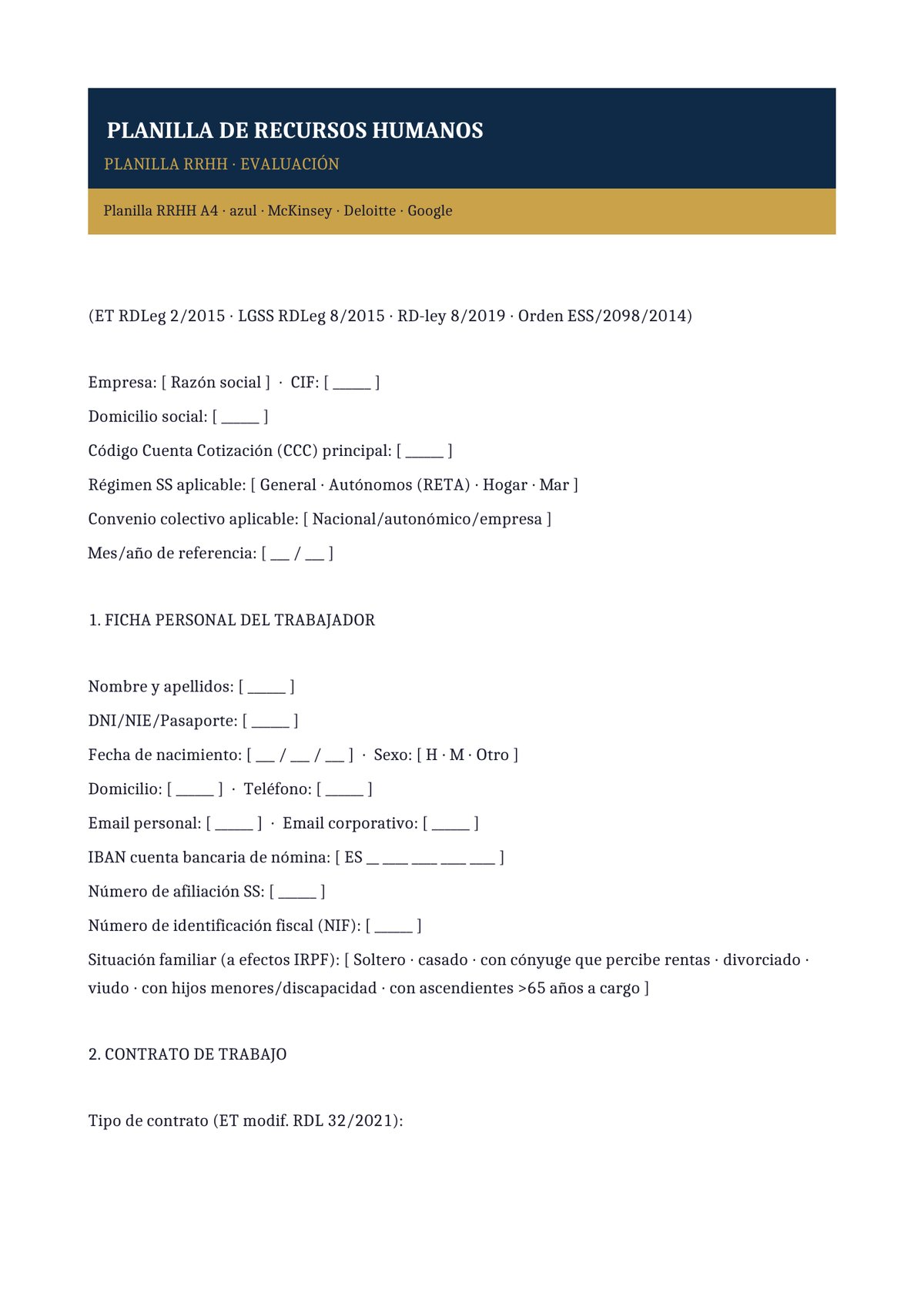Plantilla Planilla evaluación de desempeño