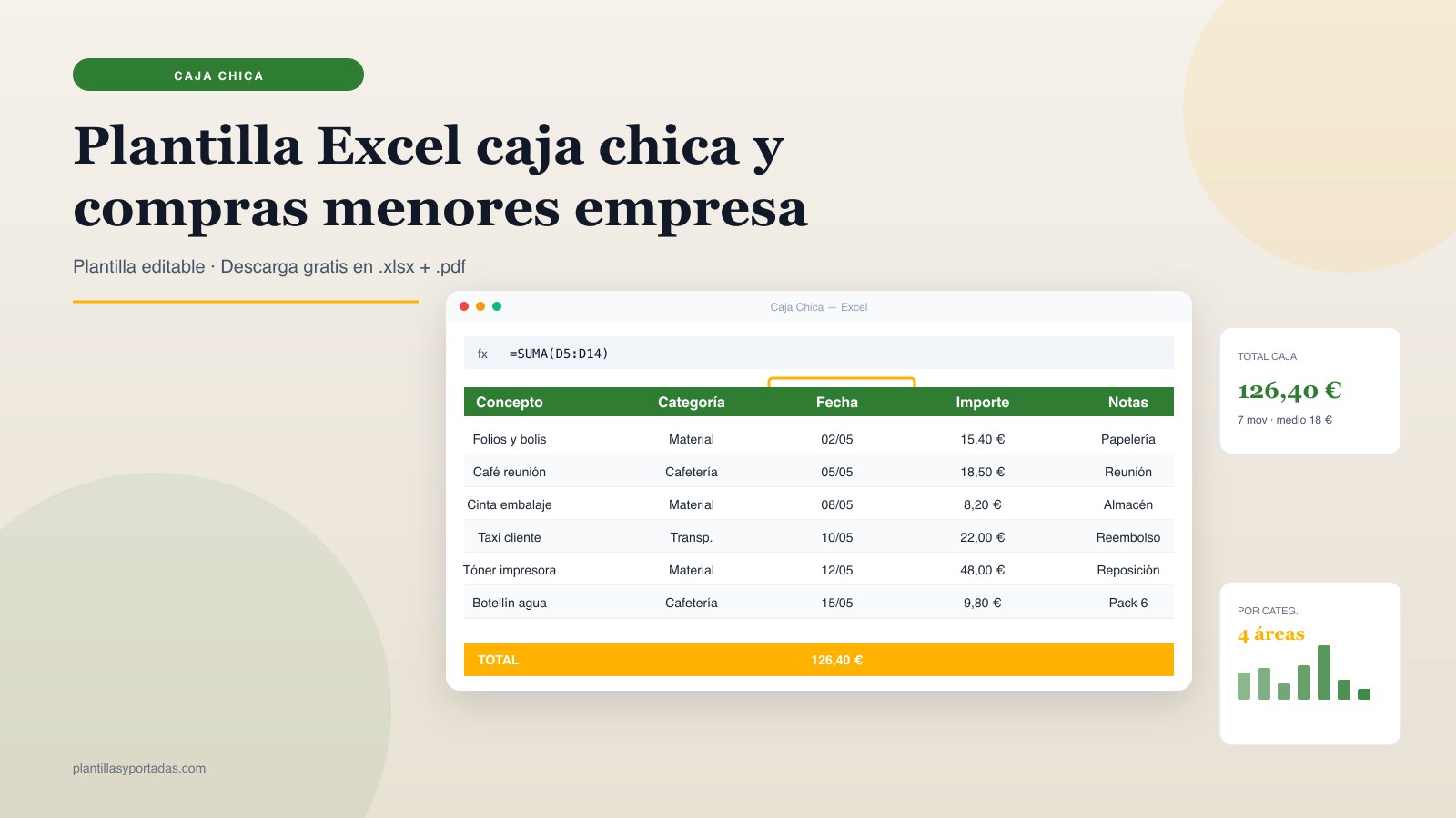 Plantilla Caja chica y compras menores en Excel