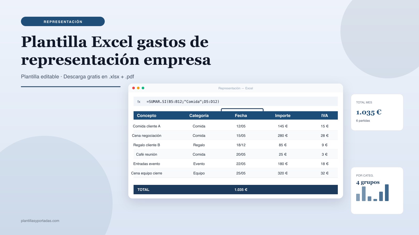 Plantilla Gastos de representación en Excel