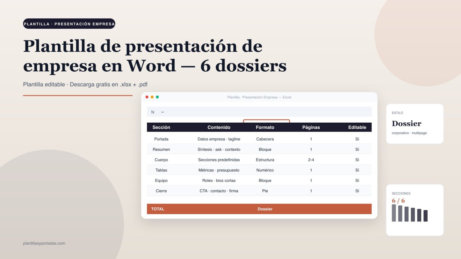 Plantilla Presentación de Empresa en Word — 6 Dossiers Editables [2026 ...