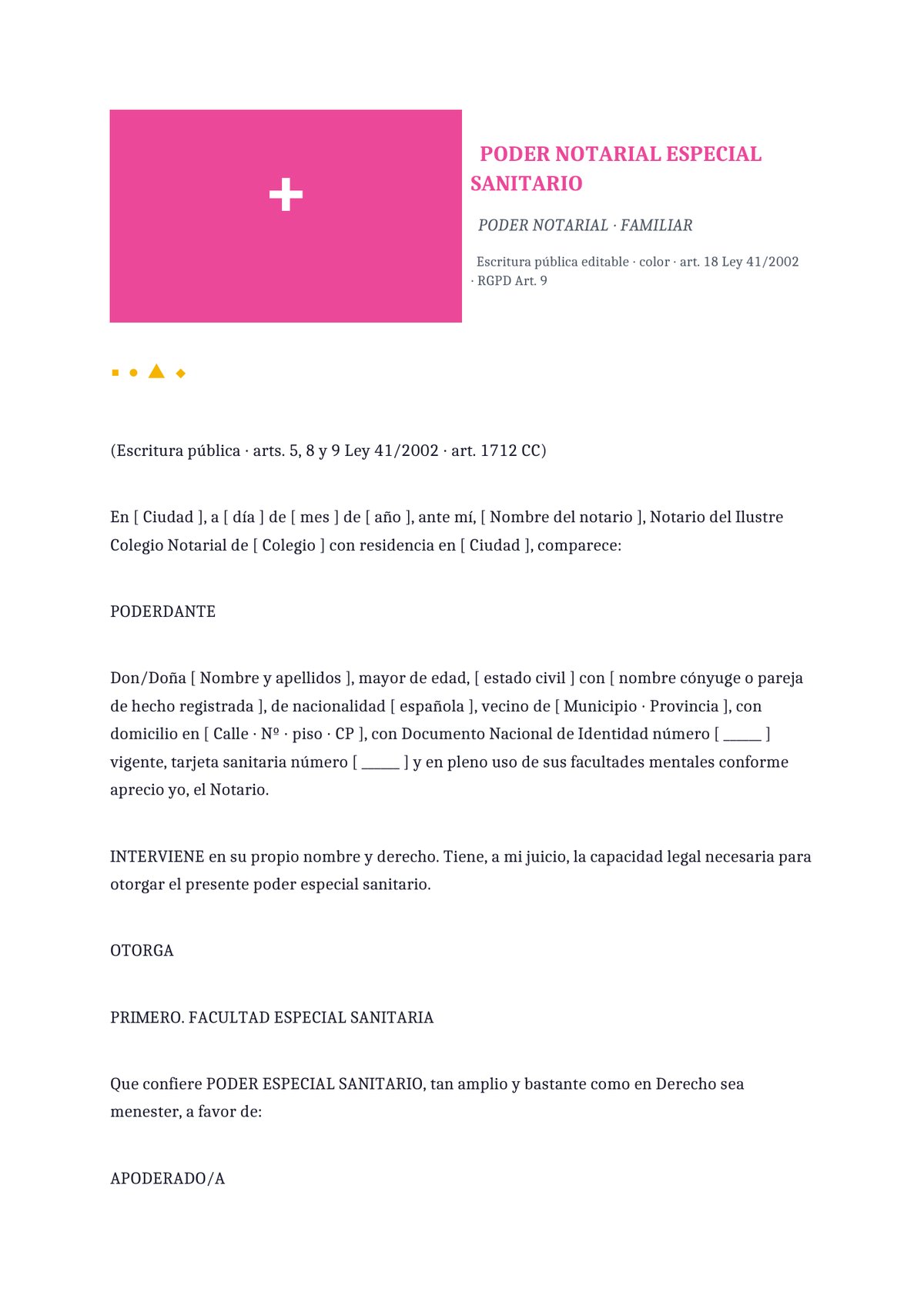 Plantilla Poder notarial sanitario familiar