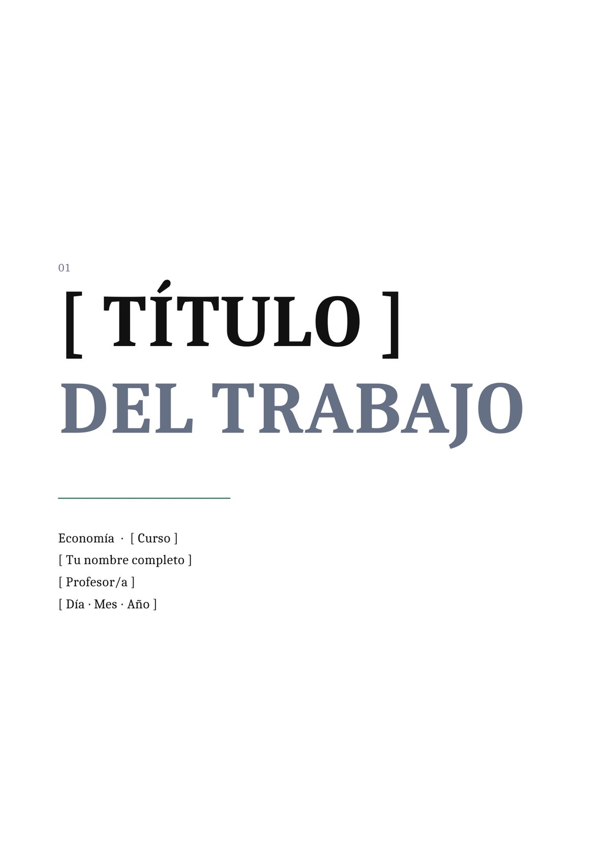 Plantilla Portada economía minimalista