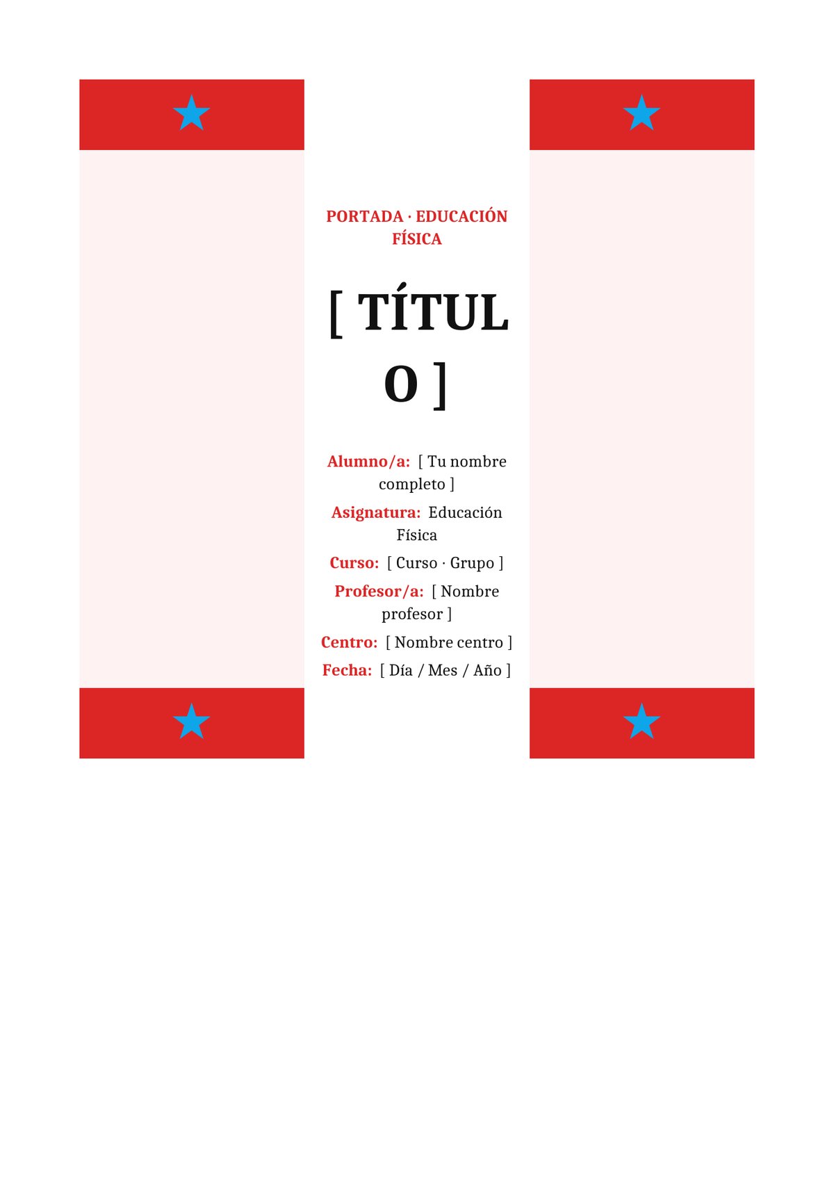 Plantilla Portada educación física con marco deportivo decorativo