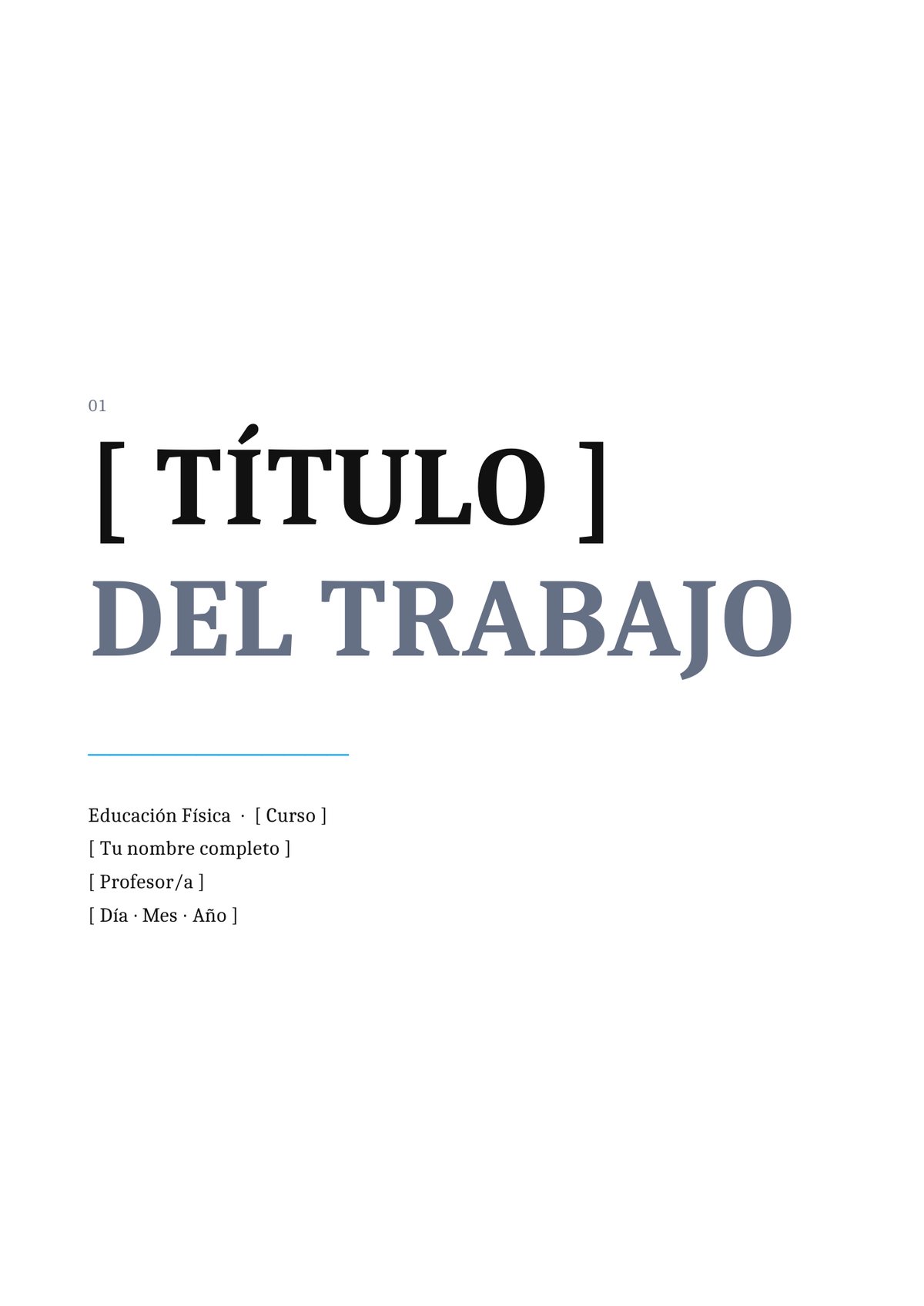 Plantilla Portada educación física minimalista