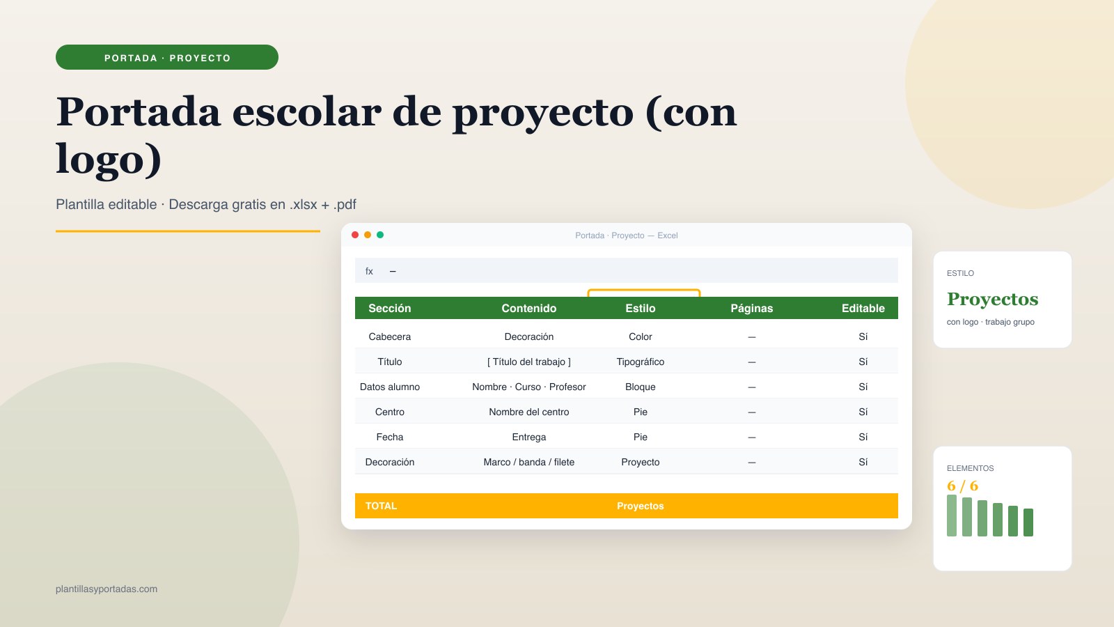 Plantilla Portada escolar de proyecto (con logo)