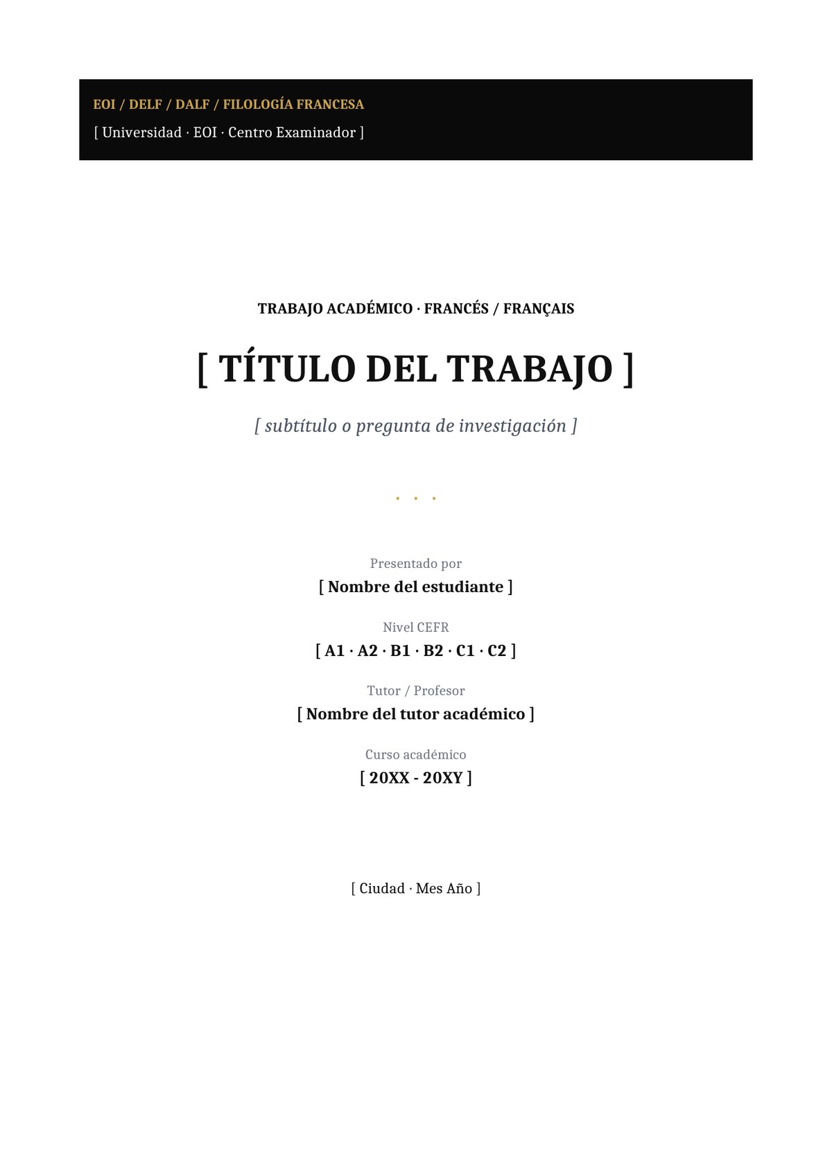 Plantilla Portada francés EOI / DELF / DALF