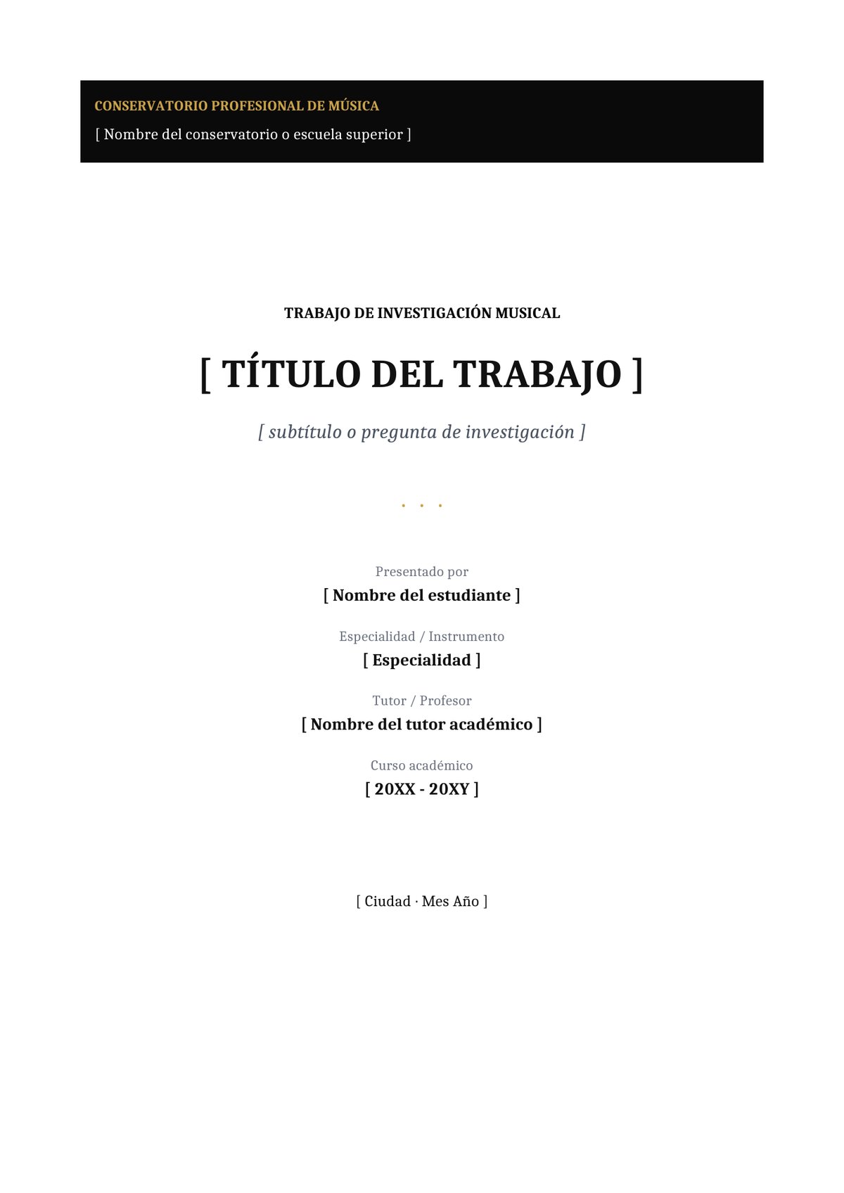 Plantilla Portada música conservatorio / superior