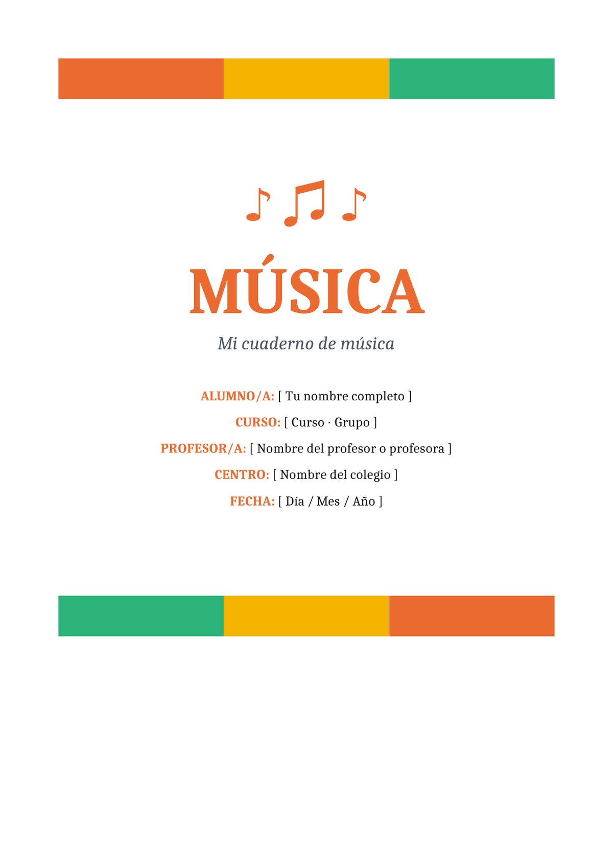 Plantilla Portada música primaria colorida