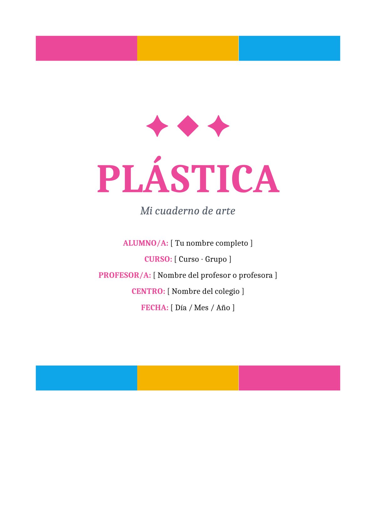 Plantilla Portada plástica primaria creativa