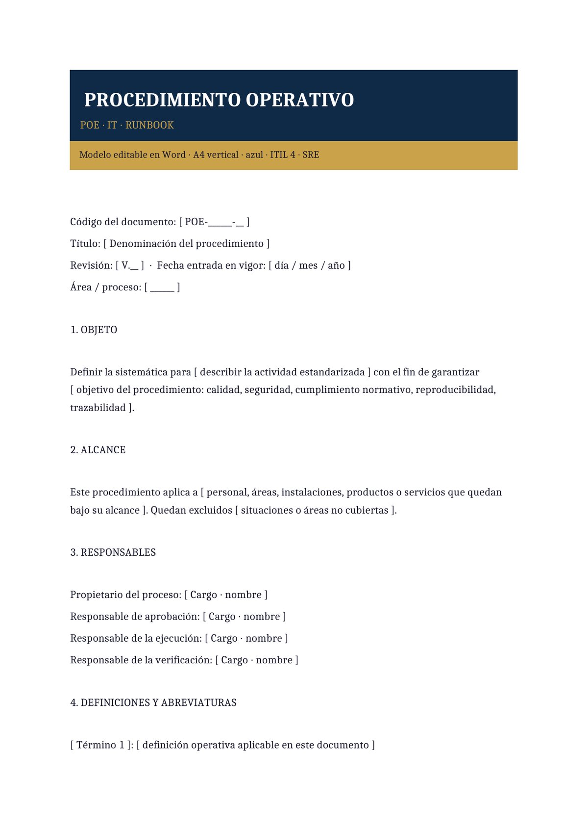 Plantilla Procedimiento operativo IT / SaaS (runbook)