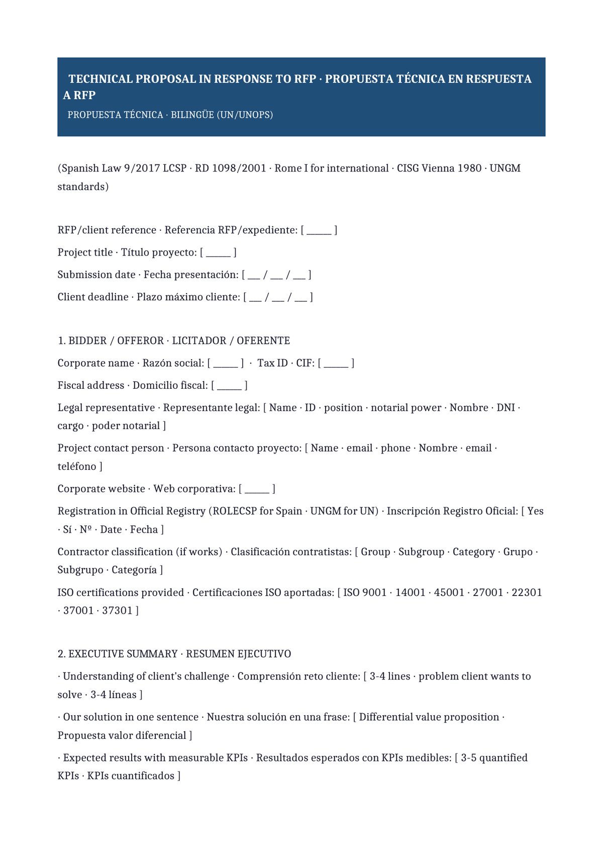 Plantilla Propuesta técnica bilingüe internacional (ES + EN)