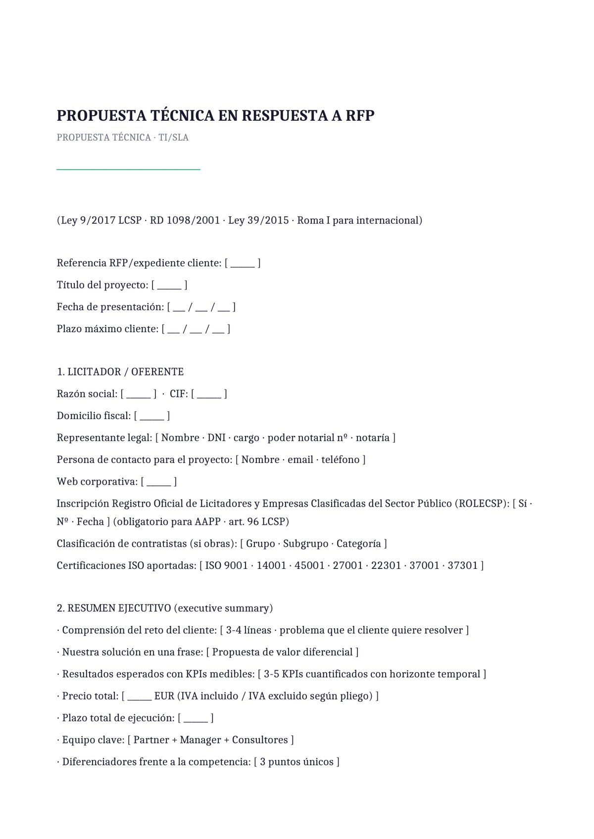 Plantilla Propuesta técnica servicios TI (SLA)