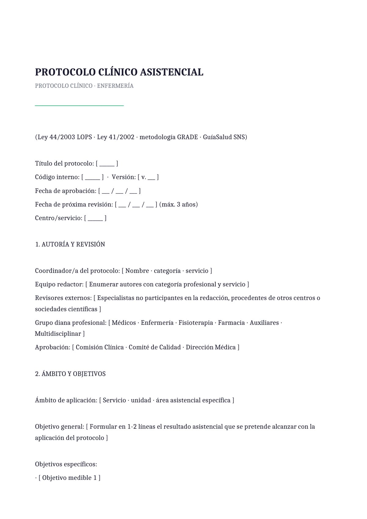 Plantilla Protocolo clínico de enfermería