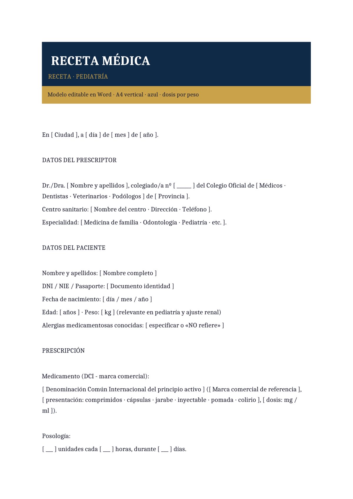 Plantilla Receta pediátrica