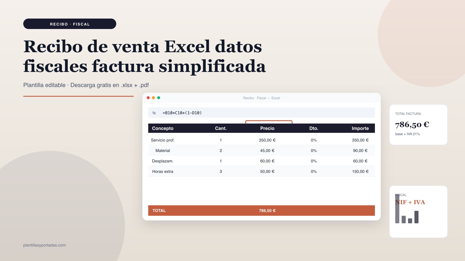 Plantilla Recibo de venta · factura simplificada en Excel