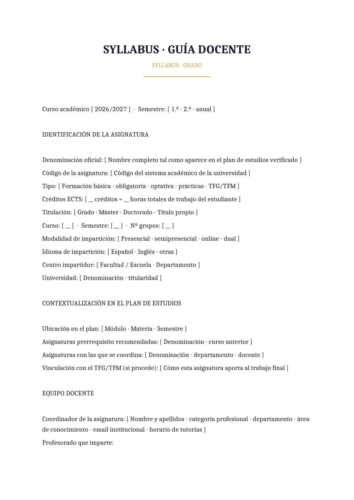 Plantilla Syllabus de Grado universitario