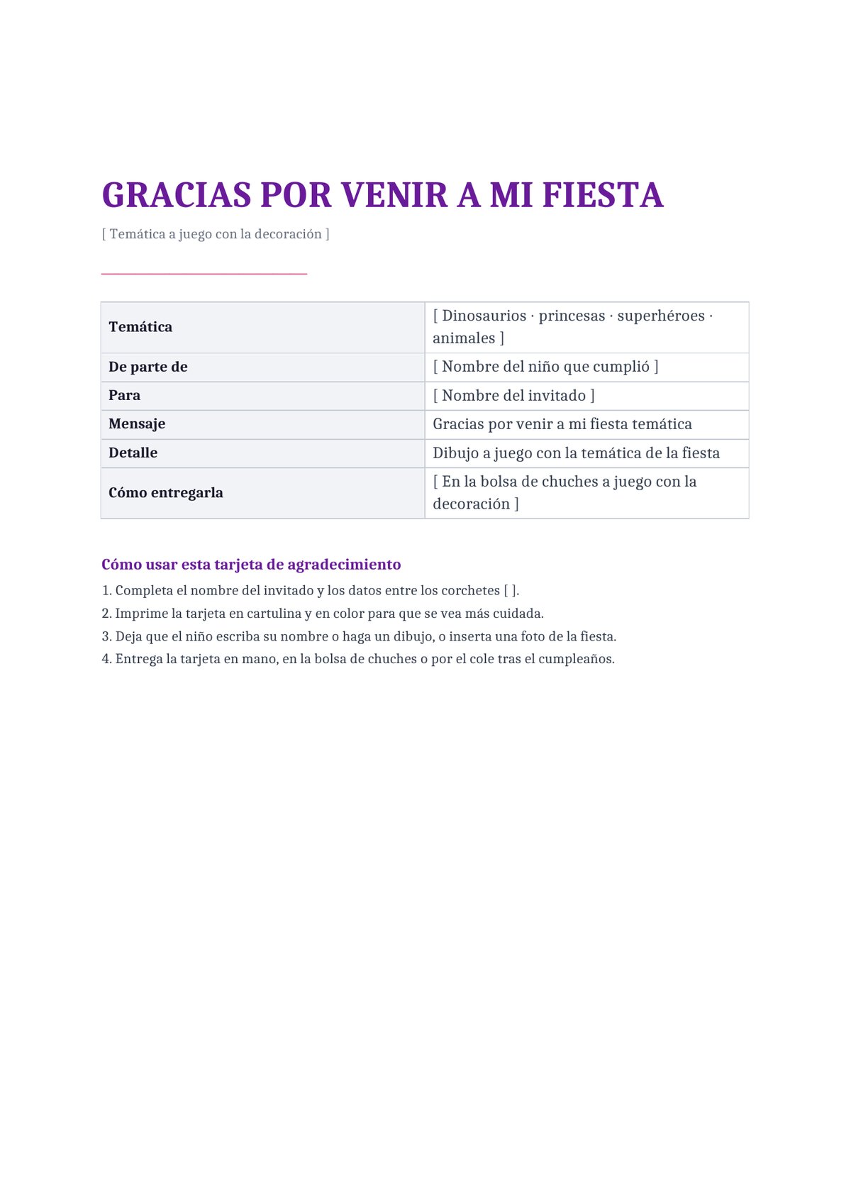 Plantilla Tarjeta de agradecimiento temática