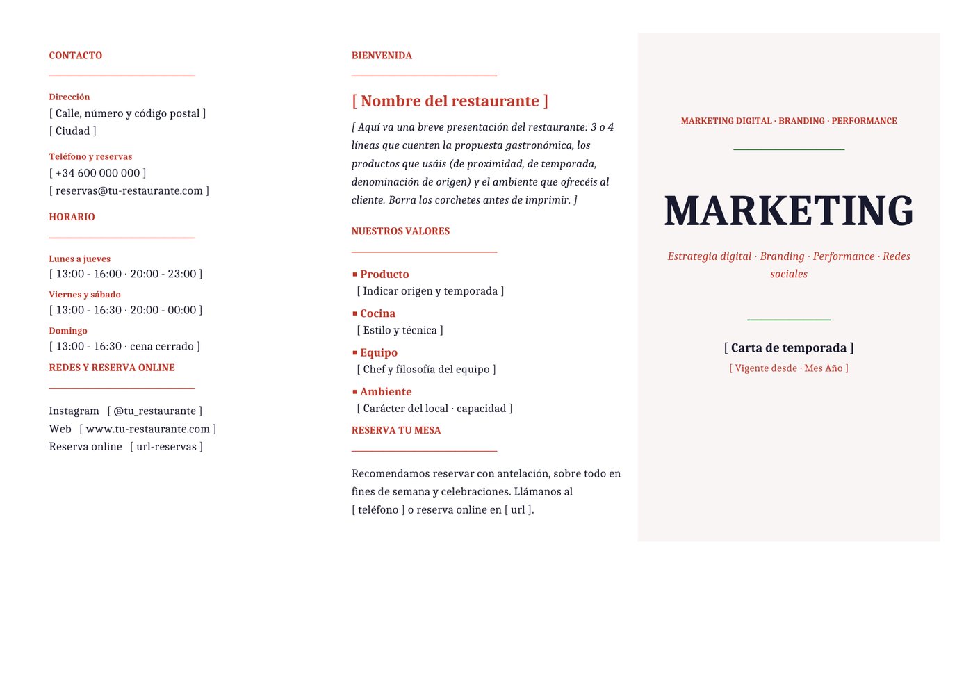 Plantilla Tríptico para agencia de marketing y publicidad
