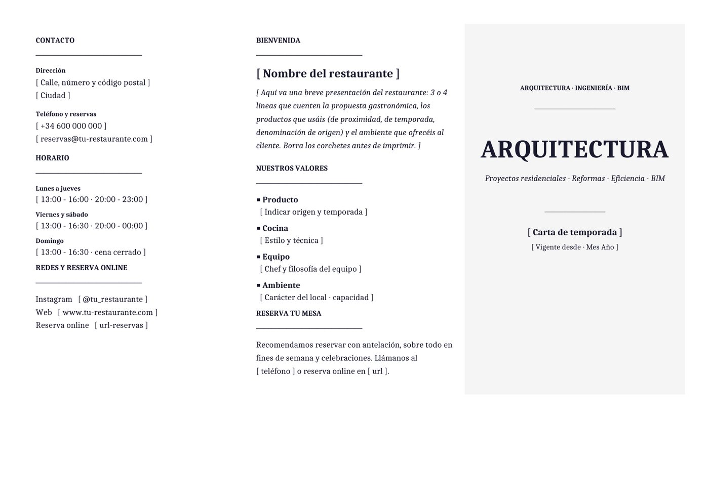 Plantilla Tríptico para estudio de arquitectura / ingeniería