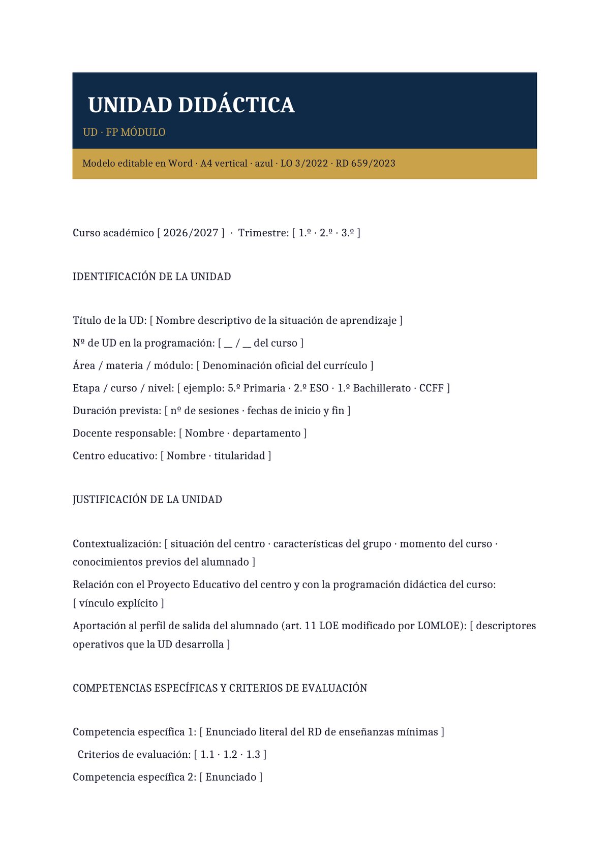 Plantilla Unidad didáctica de módulo profesional (FP)